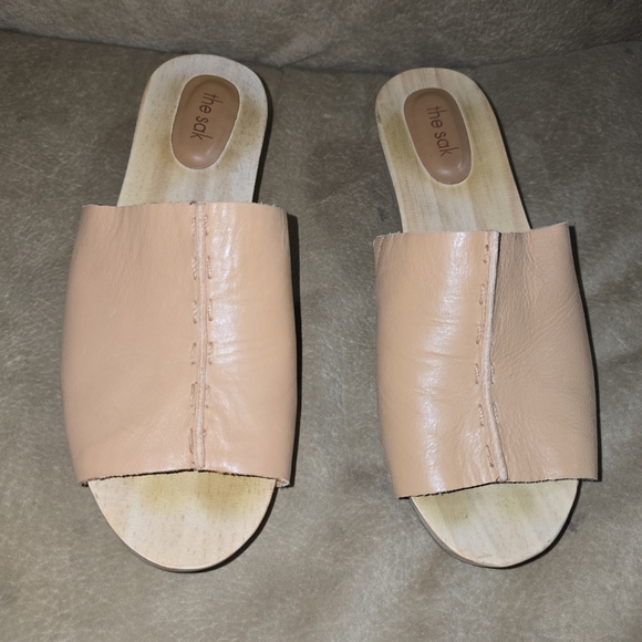 The Sak Ella Clog Sandals Leather Wooden Heel Size 9 *New - Picture 7 of 13
